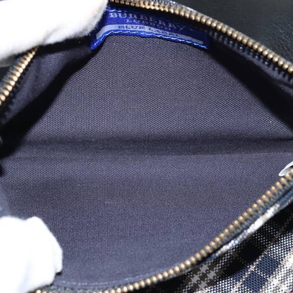 BURBERRY Nova Check Blue Label Shoulder Wallet Canvas Navy Auth 74253 - Picture 11 of 16